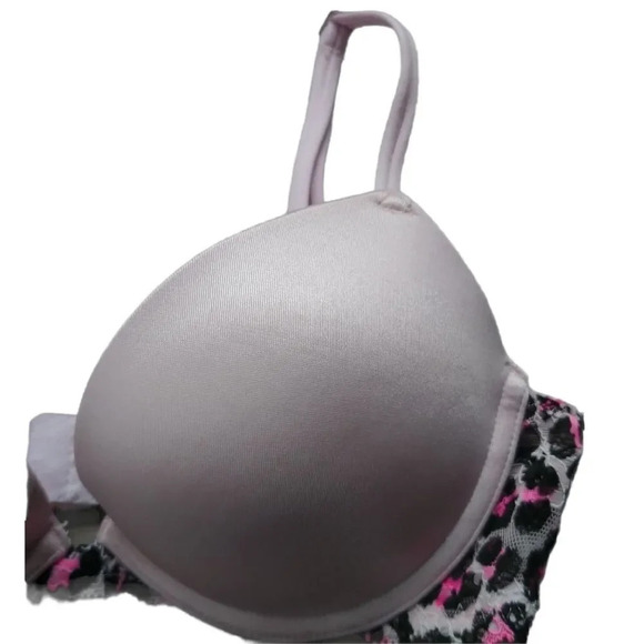Pink by Victoria Secret Push Up Bra  Satin/Lace 32C - Picture 4 of 12